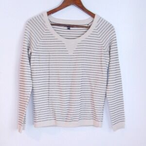 GAP Striped Long Sleeve Sweater V-Neck Pullover Casual Knit Top Sz S /‎ #6169